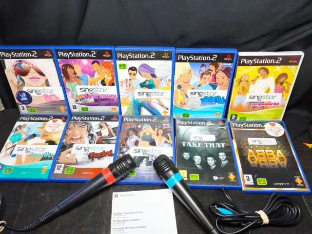 Lote 10 Jogos SingStar PS2 + Microfones