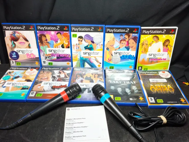 Lote 10 Jogos SingStar PS2 + Microfones