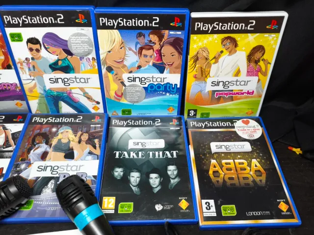 Lote 10 Jogos SingStar PS2 + Microfones