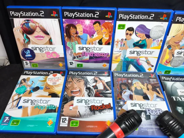 Lote 10 Jogos SingStar PS2 + Microfones