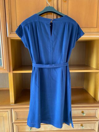 Abito donna blu con cintura