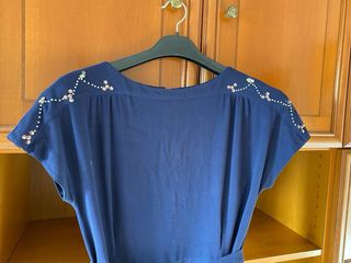 Abito donna blu con cintura