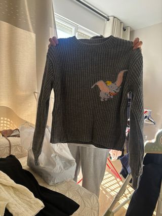 Jersey Zara Dumbo gris y rosa