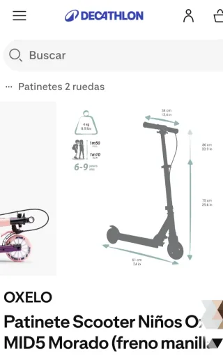 Patinete Oxelo Morado Ruedas Rosas