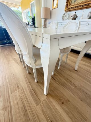 Mesa Comedor Blanco Roto y 4 Sillas