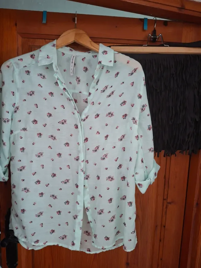 Conjunto Falda Flecos Bershka y Blusa