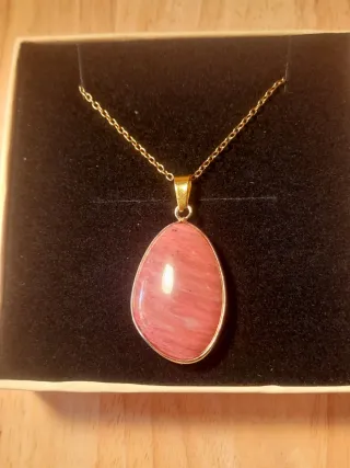 Collar Rodocrosita Natural Baño Oro