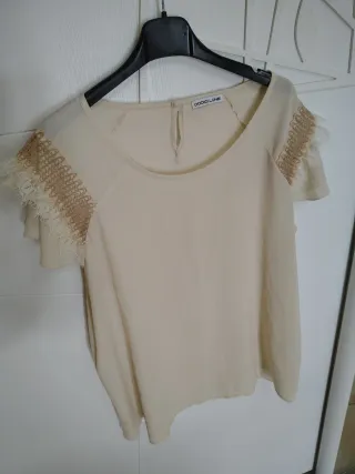 Maglia corta elegante DODICI LUNE beige