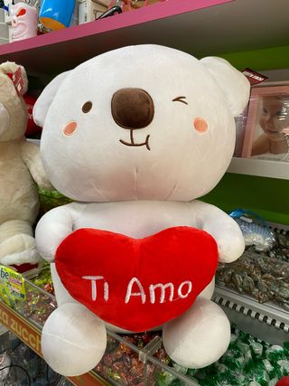 Peluche Koala Bianco con Cuore Rosso Ti Amo