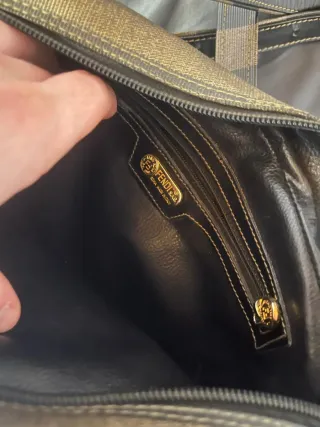 Borsa a tracolla Fendi a righe marrone e nera