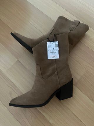 Botín cowboy beige/marrón talla 39