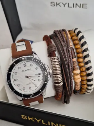 Reloj SKYLINE Nuevas con 5 pulseras para hombres