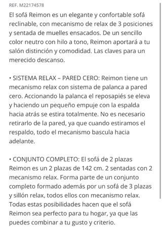 Sofá reclinable gris tela