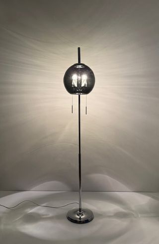 Lámpara de pie años 60 vidrio ahumado y metal