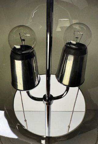 Lámpara de pie años 60 vidrio ahumado y metal