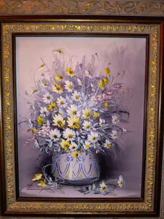 Cuadro al óleo firmado flores