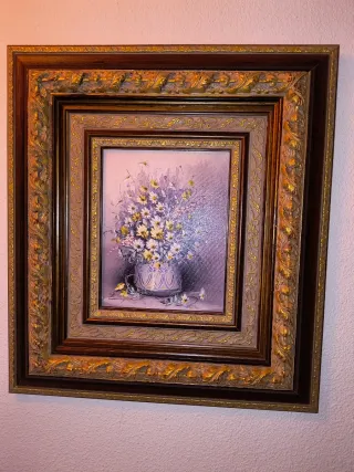 Cuadro al óleo firmado flores