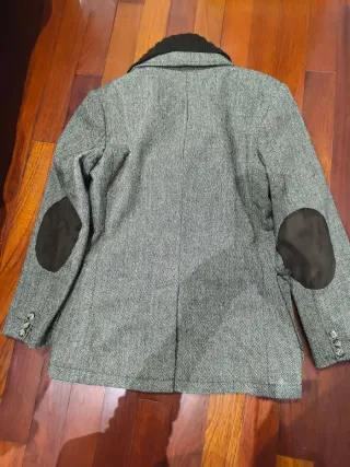 Americana espiga marrón y gris