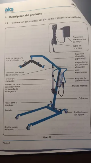 Grua ortopédica bipedestación, elevación, traslado