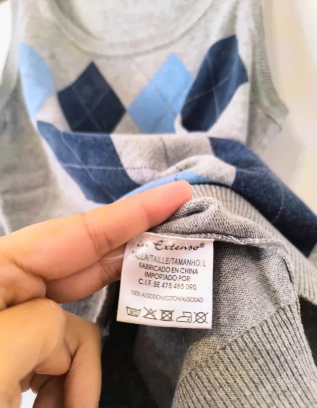 Chaleco In Extenso Cuadros Talla L