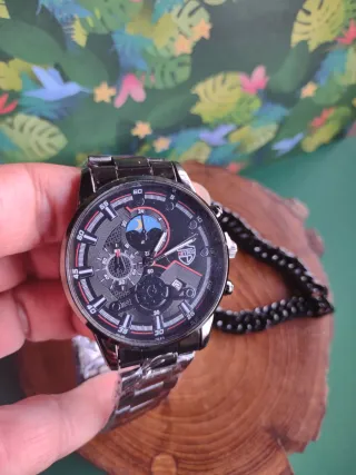 Reloj Negro + Pulsera Hombre