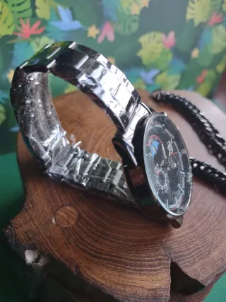 Reloj Negro + Pulsera Hombre