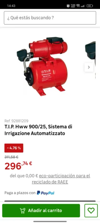 Bomba de agua T.I.P. HWW 1200/25