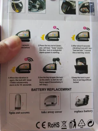 Candado Alarma Moto Racing Moto Nuevo negro.