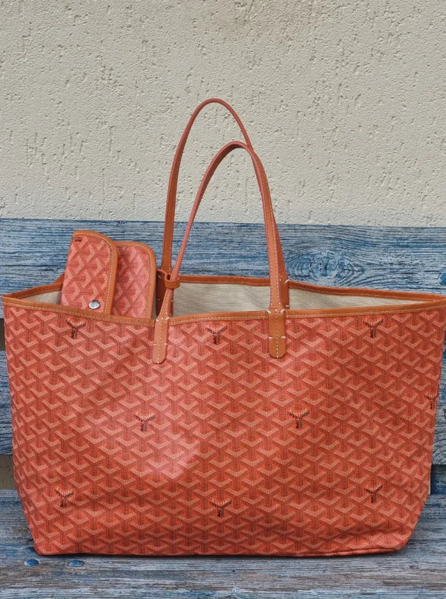 Borsa Tote stile Goyard arancione