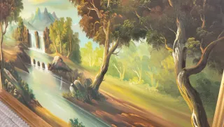 Antiguo óleo sobre lienzo grande