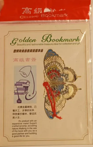 Segnalibro a farfalla in metallo dorato