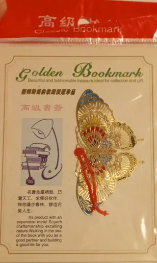 Segnalibro a farfalla in metallo dorato