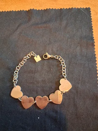 Bracciale acciaio con cuori