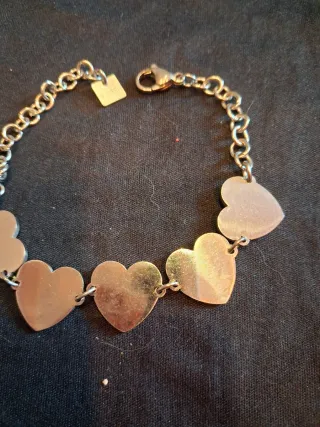 Bracciale acciaio con cuori