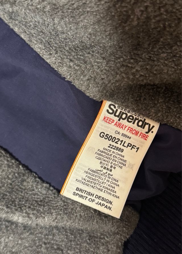 Chaqueta Superdry Azul con Capucha y Cierres