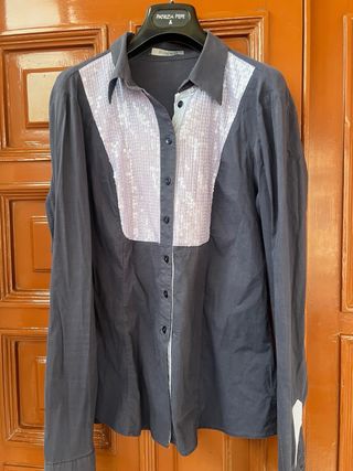 Camicia Pinko grigio con paillettes
