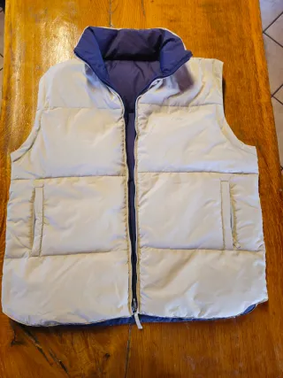 Gilet reversibile beige e blu