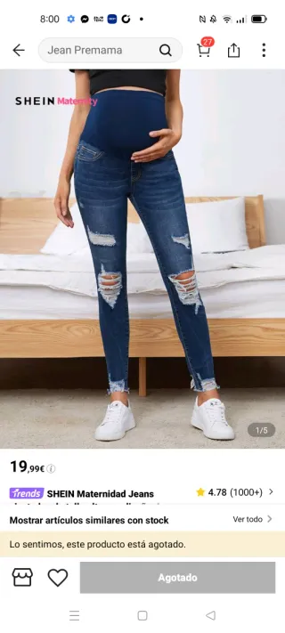 Pantalón vaquero premamá SHEIN Talla M