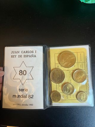 Folleto monedas España 82 Juan Carlos I y Mundial.