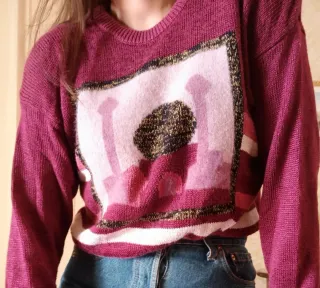 Maglione vintage con spalline ramie angora