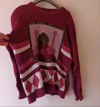 Maglione vintage con spalline ramie angora