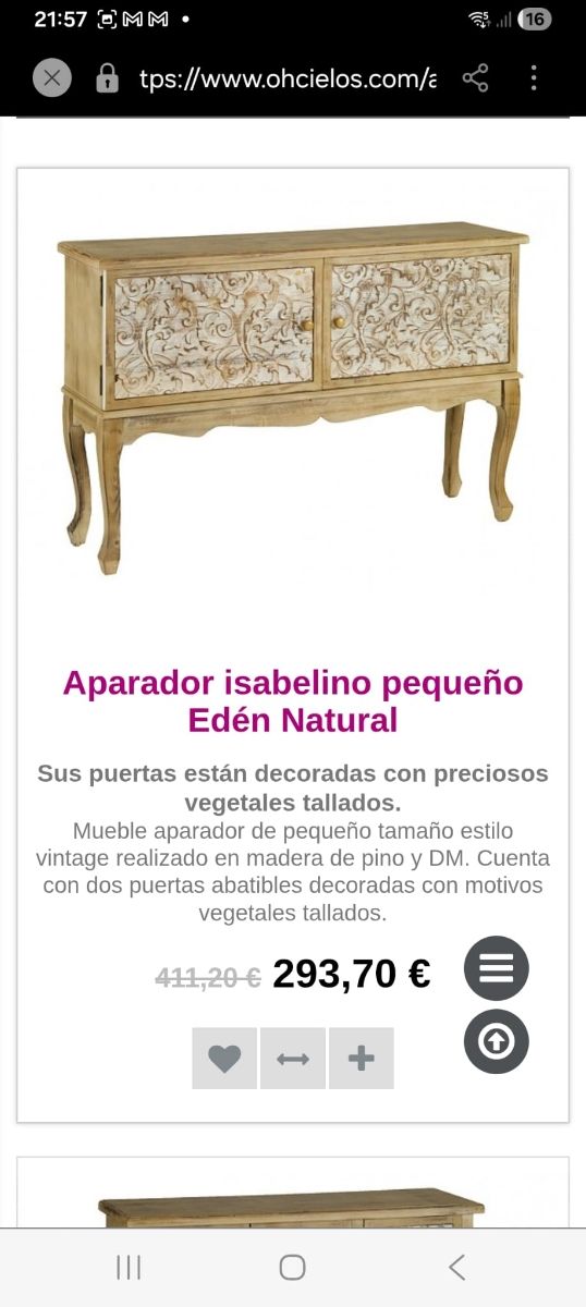 Aparador mesa isabelino pequeño