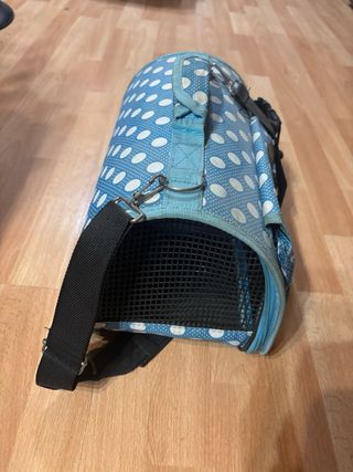 Transportín para mascotas azul y blanco