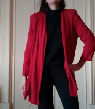 Giacca blazer vintage viscosa ricamata rossa