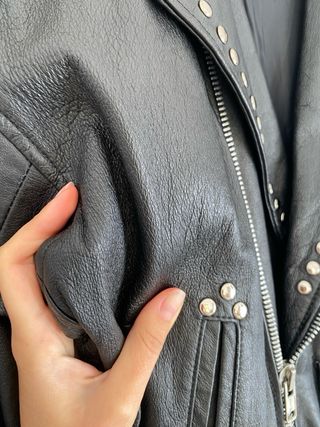 Chaqueta Biker Cuero Flecos Vintage