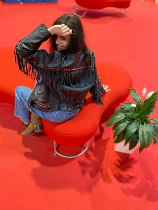 Chaqueta Biker Cuero Flecos Vintage