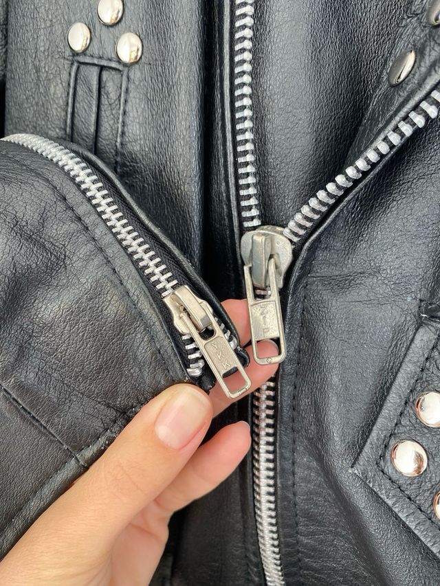 Chaqueta Biker Cuero Flecos Vintage