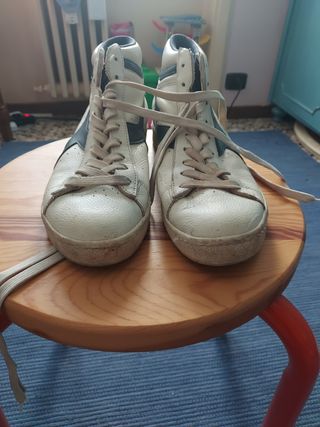 Scarpe Diadora da ginnastica vintage bianche e ver