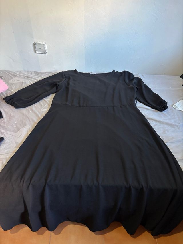 Vestido negro tela fina talla única
