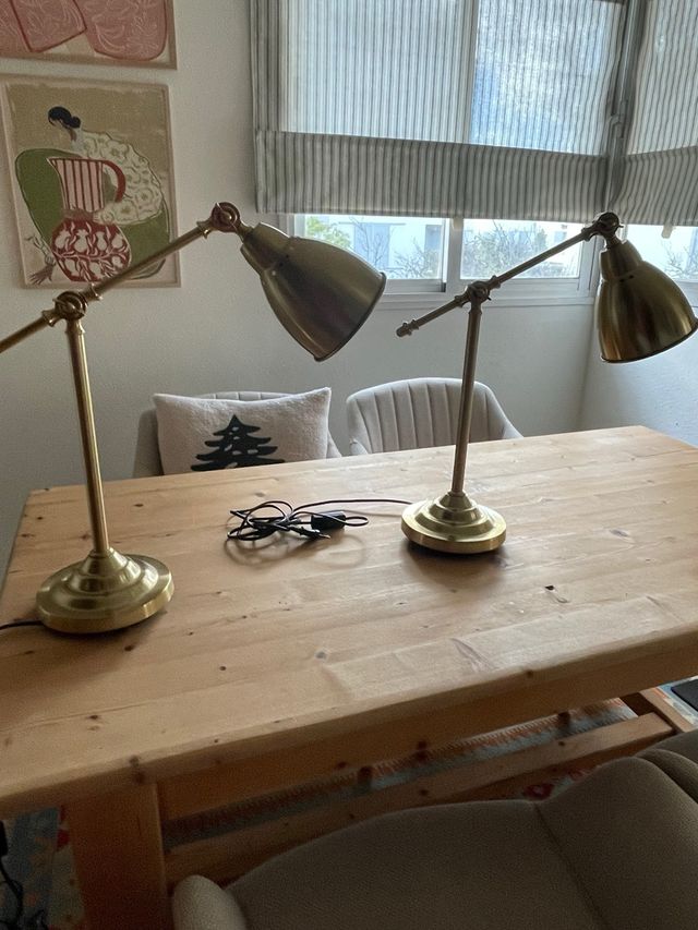 Set 2 Lámparas Metal Doradas